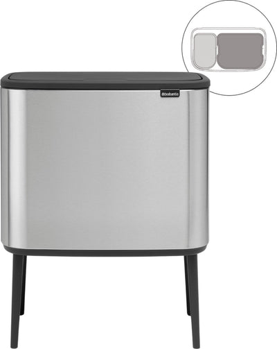Papelera Brabantia bo touch bin - 11 + 23 litros - separación de residuos - acero mate a prueba de huellas dactilares