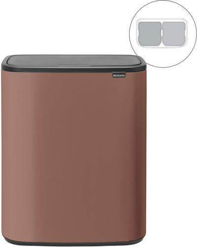 Brabantia bo touch bin contenedor de basura - 2 x 30 litros - separación de residuos - gris topo satinado