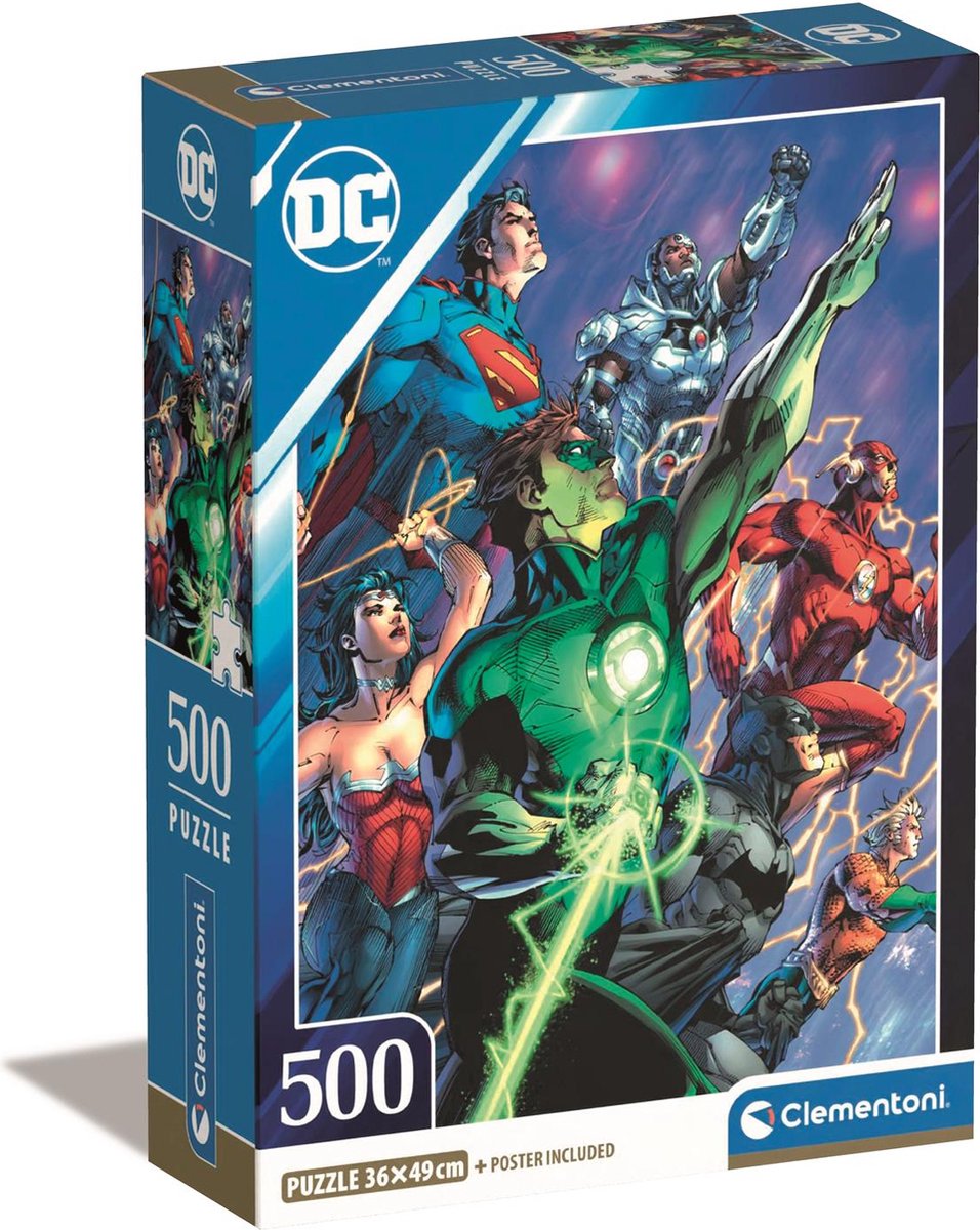 Clementoni - rompecabezas - 500 piezas - dc comics - caja compacta - colección de alta calidad