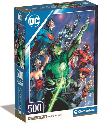 Clementoni - puzzle - 500 pezzi - dc comics - scatola compatta - collezione di alta qualità