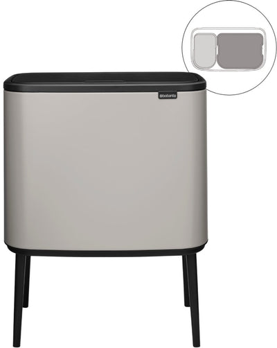 Papelera Brabantia bo touch bin - 11 + 23 litros - separación de residuos - gris suave