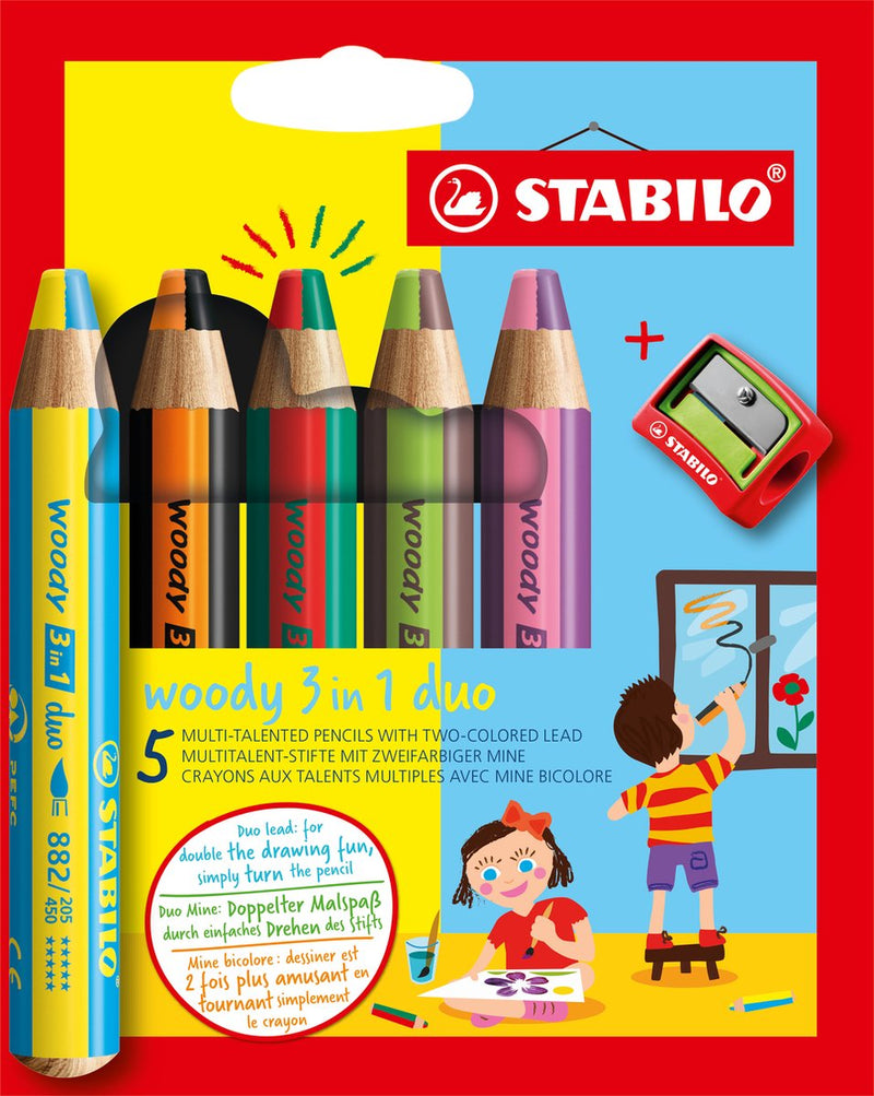 Stabolo Woody 3in1 duo con una matita più nitida, 6dlg.