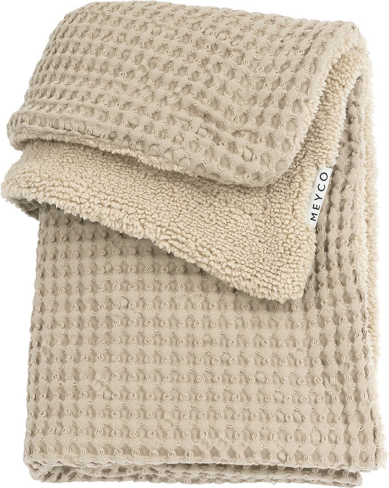 Coperta per culla Meyco Baby Waffle Teddy - sabbia - 75x100 cm - 2.0 tog