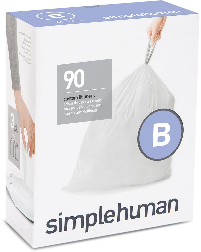 Sacchetti per rifiuti Simplehuman code b - 6 litri - 90 pezzi - con coulisse - bianco