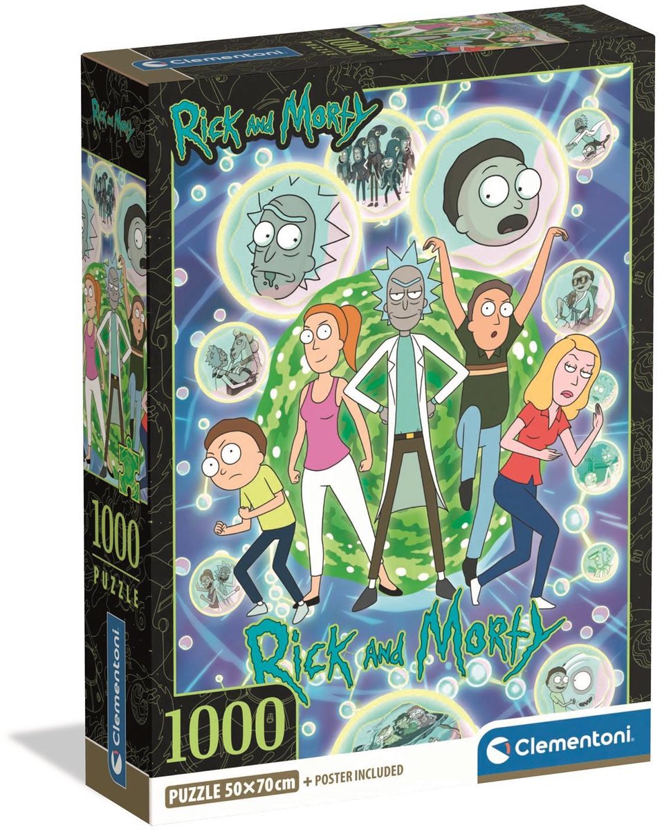Clementoni rompecabezas rick morty 1000 piezas para adulto.