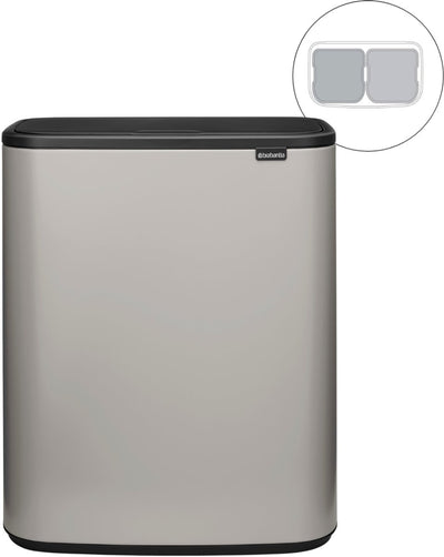 Brabantia bo touch bin contenedor de basura - 2 x 30 litros - separación de residuos - gris suave