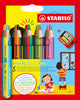 STABILO WOODY 3IN1 Duo con un lápiz Sharper, 6dlg.