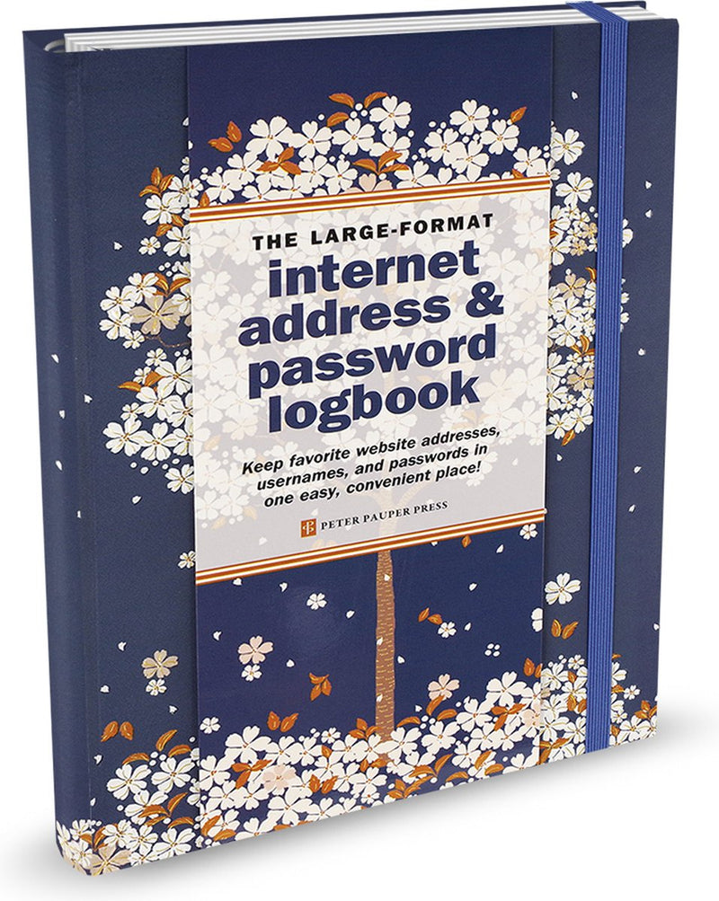 Comellopeter pauper peter pauper internet password logbook - falling blossoms - met elastieksluiting - large 16x21 cm
