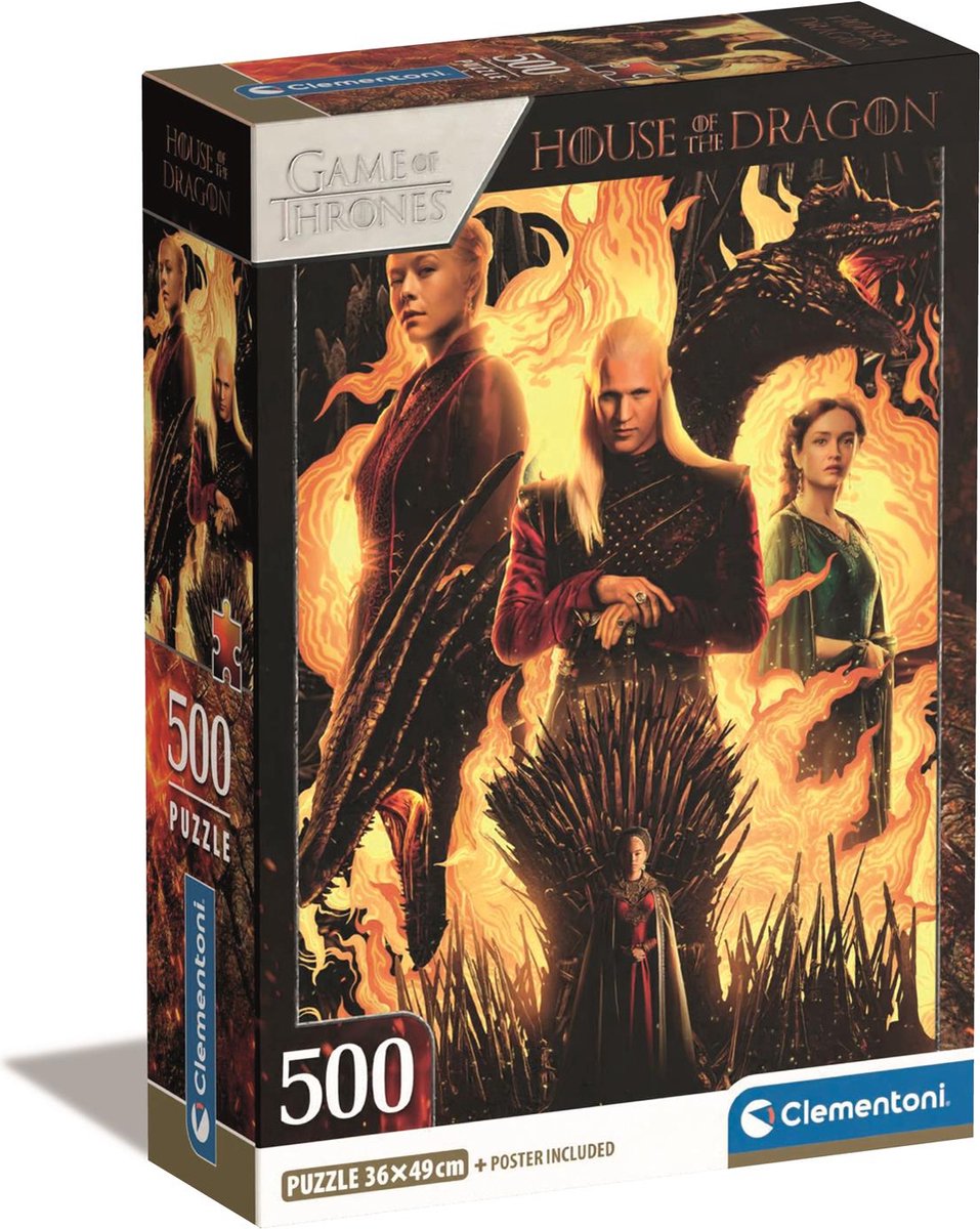 Clementoni - puzzle - 500 pezzi - casa del drago - scatola compatta - puzzle per adulti