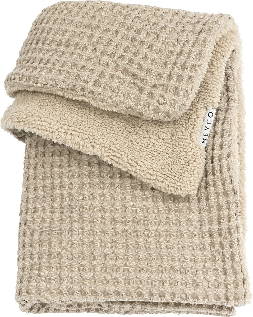 Coperta per culla Meyco Baby Waffle Teddy - sabbia - 75x100 cm - 2.0 tog