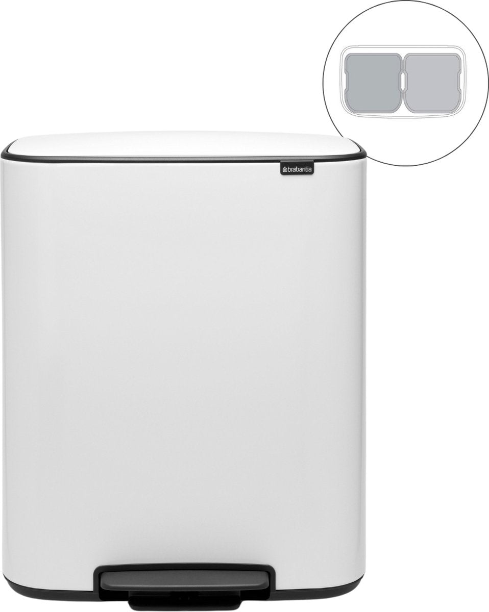 Brabantia bo prullenbak - 2 x 30 liter - afvalscheiding - white