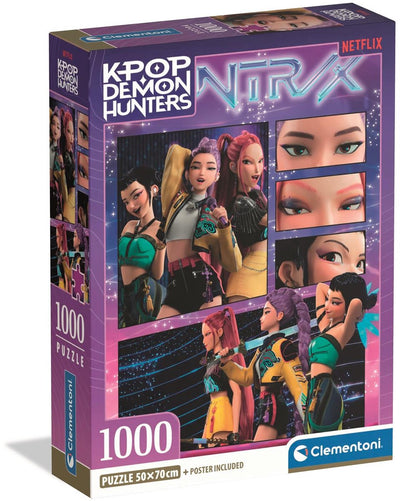 Clementoni k-pop demon hunters puzzle 1000 pieces - compact huntrix jigsaw puzzle - kpop gift for adults from 14 years