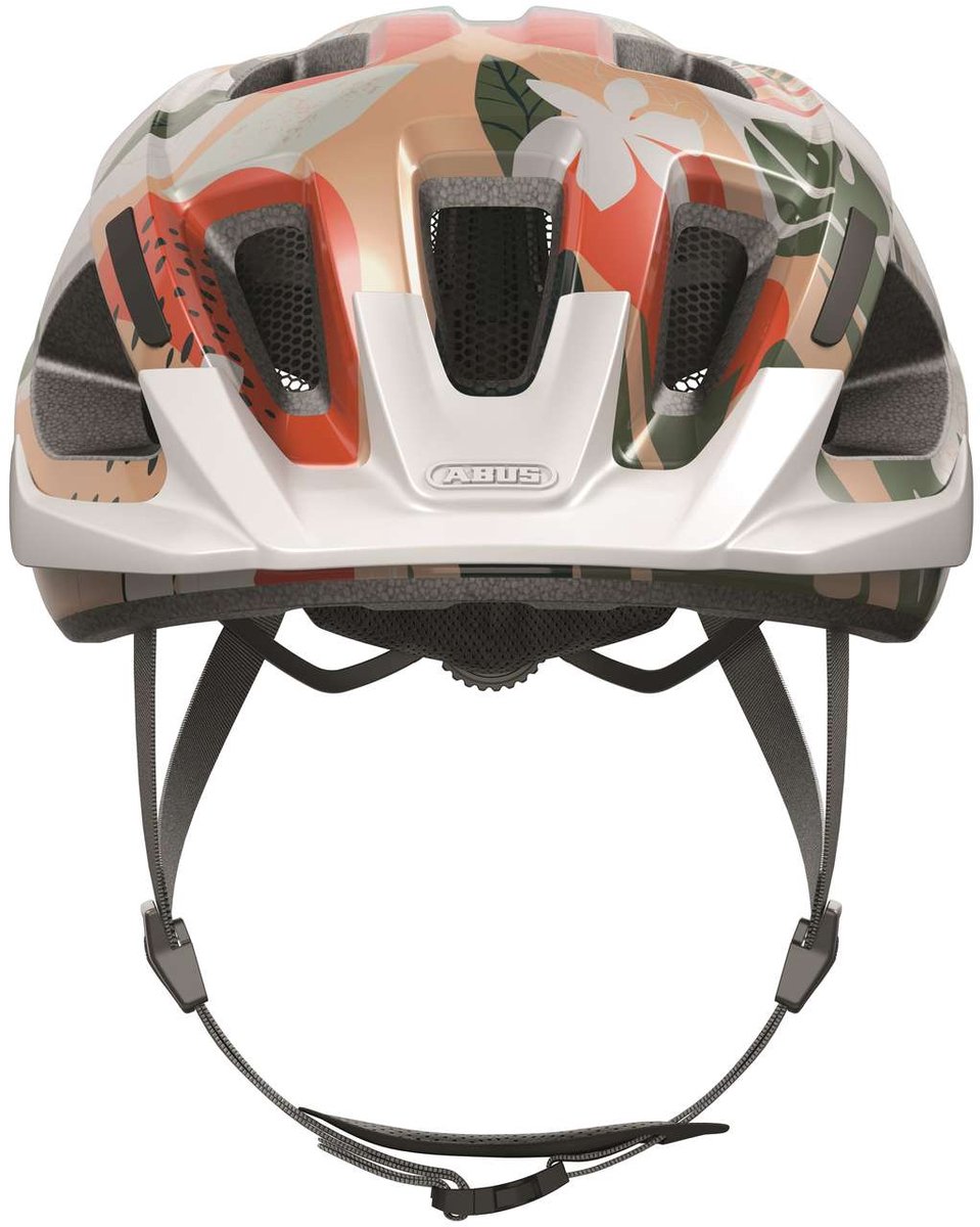 Abus fietshelm aduro 3.0 orange palm l - 58-62 cm - wit - geschikt voor gebruik op elektrische fietsen - stadsfietsen - 320 g