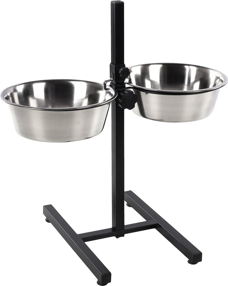 Ciotola per cibo per cani Flamingo - supporto per cena duo otis argento nero 2x4l - ciotola per mangiare e bere regolabile con ciotole in acciaio inossidabile