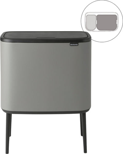 Papelera Brabantia bo touch bin - 11 + 23 litros - separación de residuos - hormigón mineral gris