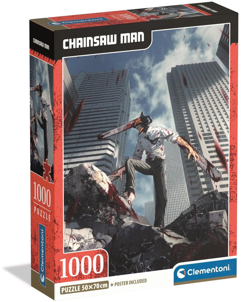 Clementoni - puzzle - 1000 pezzi - uomo motosega - con poster - anime - da 14 anni