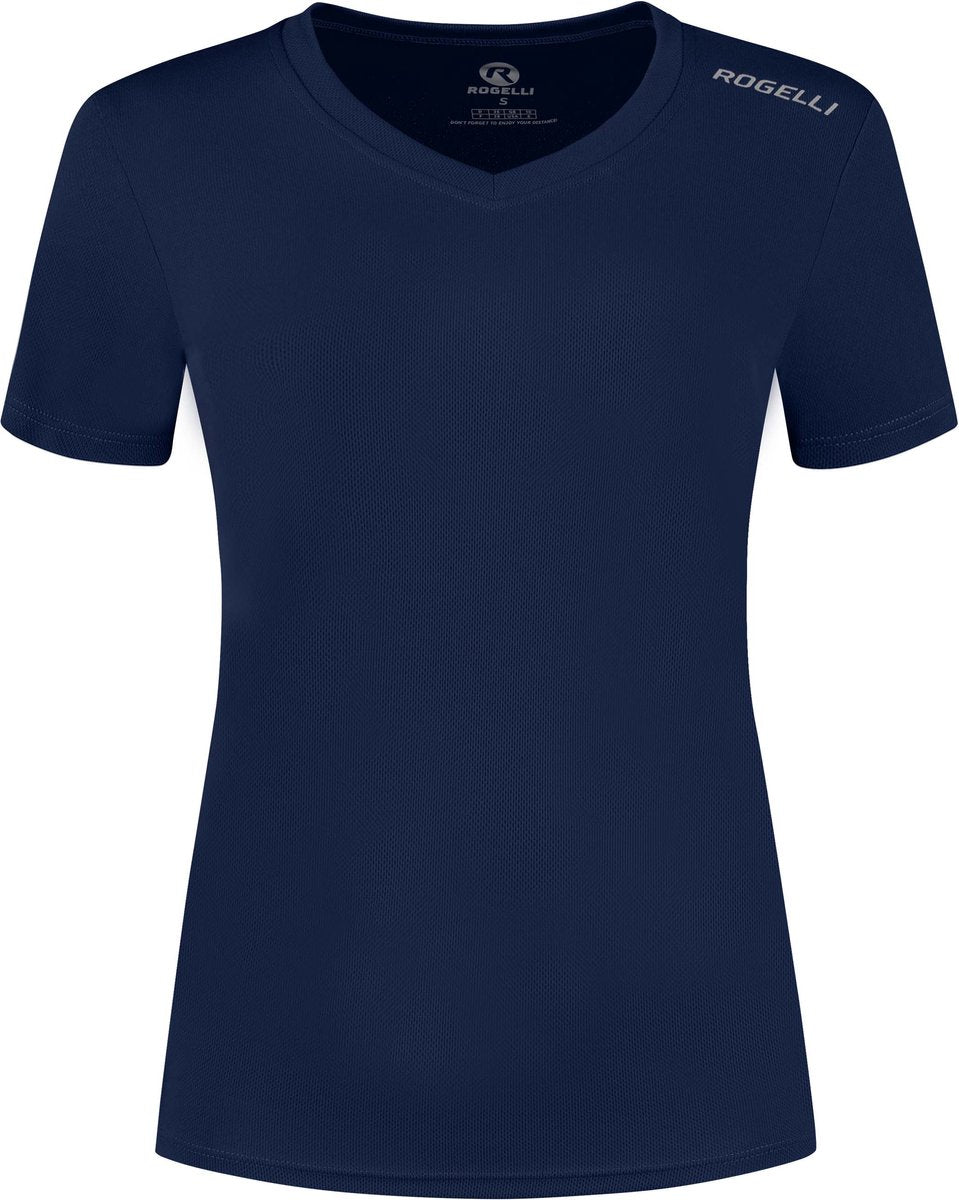Maglia da corsa promozionale Rogelli da donna - maniche corte - blu scuro - xl