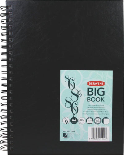 Derwent a4 spiral bound hardcover sketchbook for drawing and writing - 86 sheets - acid-free paper - professional quality - black