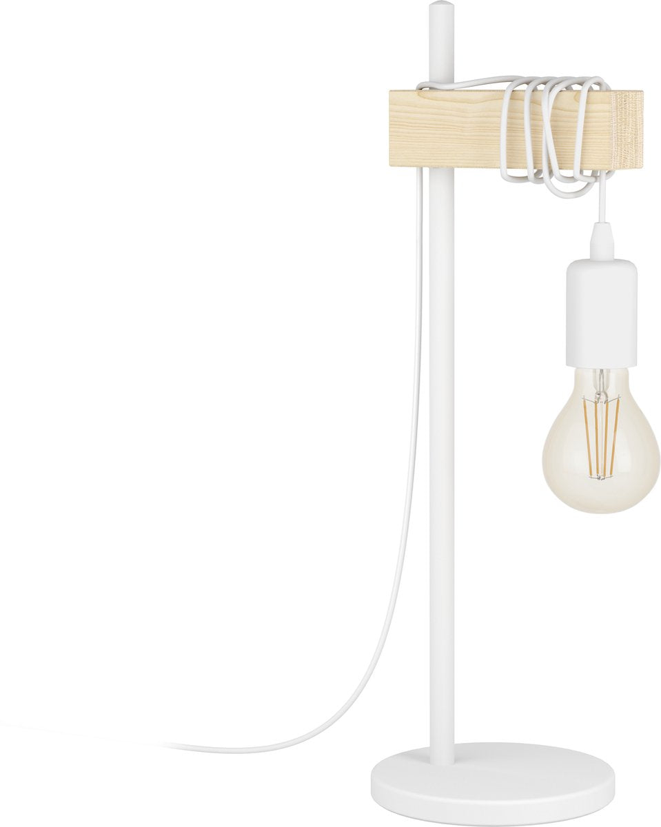Eglo townshend - lampada da tavolo - 1 luce - e27 - rovere bianco