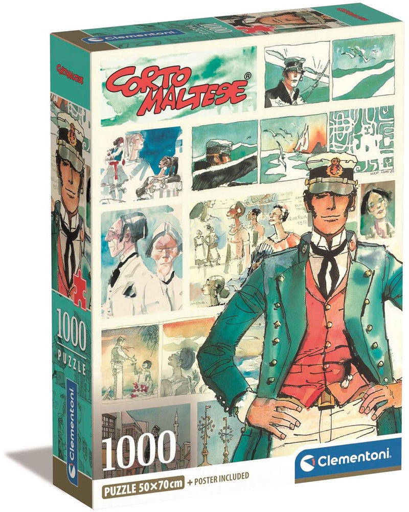 Clementoni - puzzle - 1000 pezzi - puzzle natalizio corto maltese - puzzle per bambini e adulti - dai 3 anni
