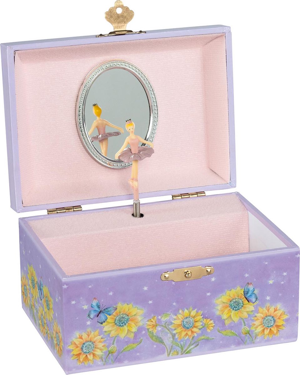 Goki Music Box Ballerina Flowers Purple