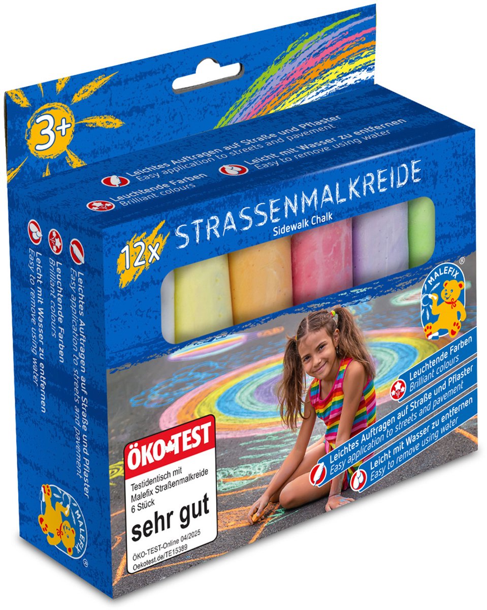 Tiza Pustefix para aceras - 12 piezas - Dale color al mundo - 4 años