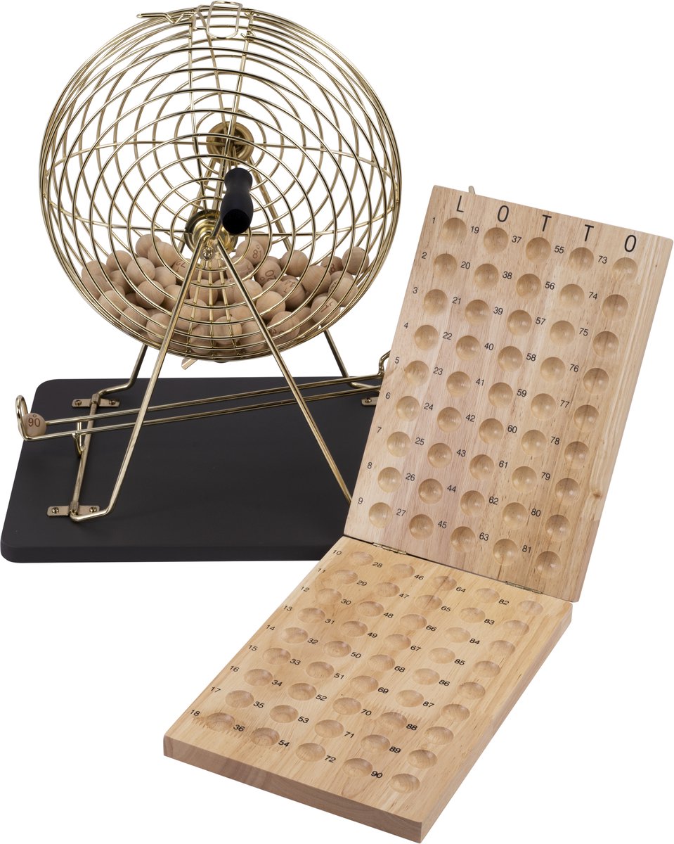 Molino de deriva Engelhart completo - con tablero de control de madera 90 bolas de madera - cesta de metal ø 30 cm - juego completo de deriva para noches de juego en casa -