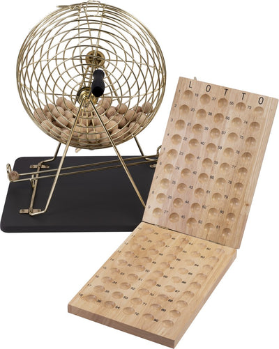 Engelhart kienmolen compleet – met houten controlebord 90 houten ballen – metalen korf ø 30 cm – complete kien set voor thuis spelavonden –