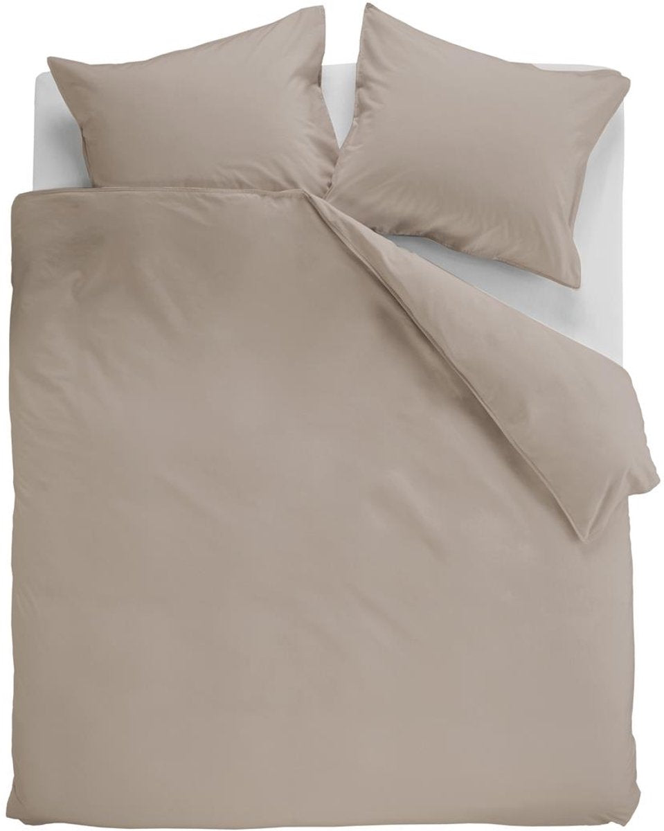 Ambiante cotton uni dekbedovertrek - effen - lits-jumeaux - 240x200 220 - taupe
