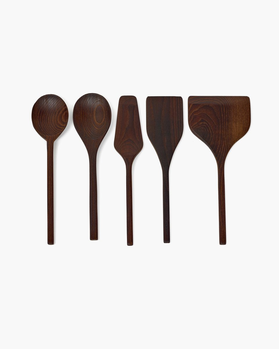 Serax - pascale naessens pure - utensili da cucina - marrone scuro - 5 pezzi