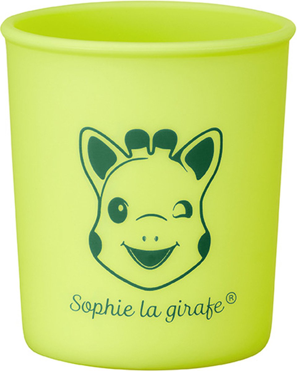 Sophie de giraf beker - kinder servies - drinkbeker - vaatwasser- en magnetronbestendig - siliconen - in witte rode geschenkdoos - groen