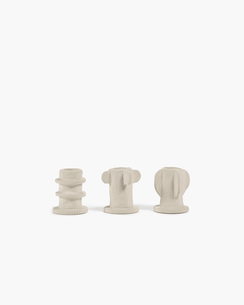 Serax - marie michielssen marie - candeliere - beige - 5 ø - h 6,5 cm - 3 pezzi