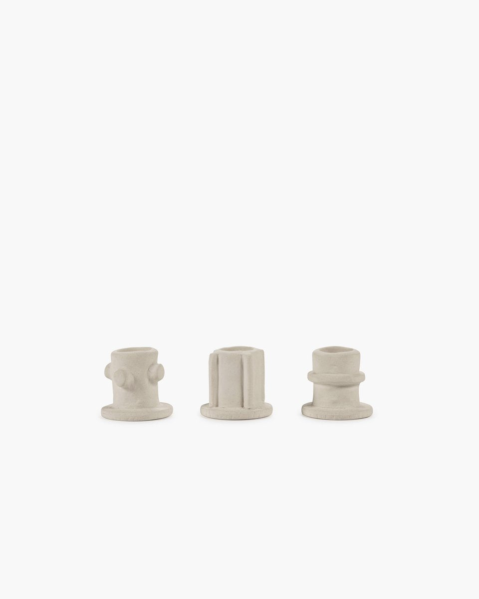 Serax - marie michielssen marie - candeliere - beige - 5 ø - h 4,5 cm - 3 pezzi