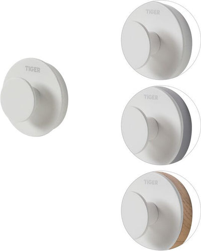 Tiger urban - gancio per asciugamano piccolo (1x) - senza forare - nastro autoadesivo da 3 m - 2 anelli decorativi - bianco