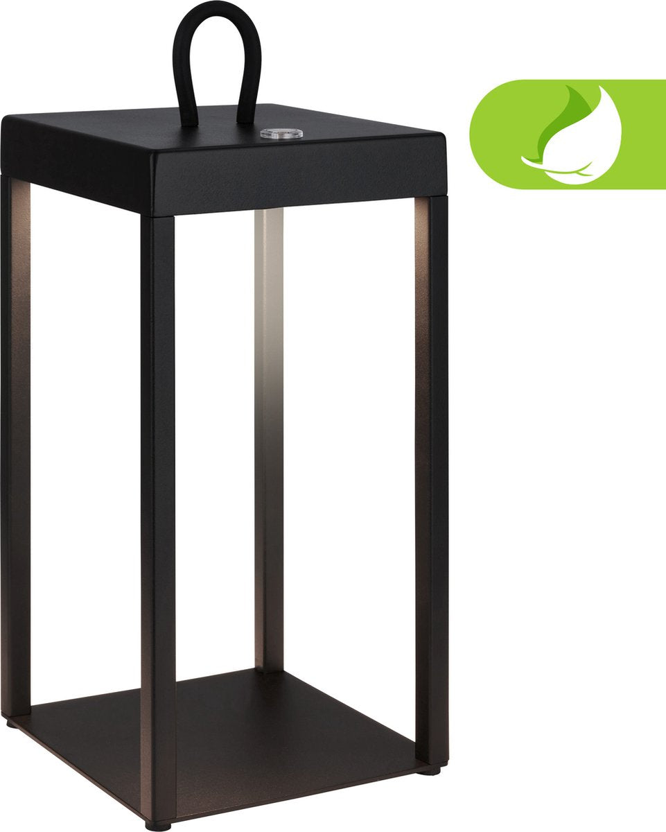 Briloner luca – lampada da tavolo ricaricabile lanterna – dimmerabile – ip44 per interni esterni – 31,5 x 13 x 13 cm – nero