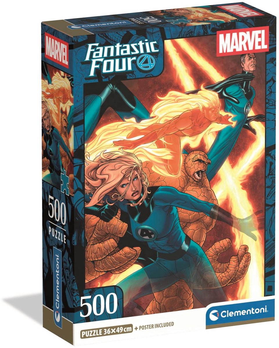 Clementoni - puzzel - marvel fantastic 4 - 500 stukjes - met poster - vanaf 14 jaar
