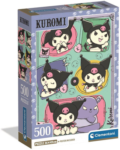 Clementoni puzzle kuromi 500 pezzi - puzzle per bambini sanrio - scatola compatta - puzzle kawaii per ragazze da 10 anni