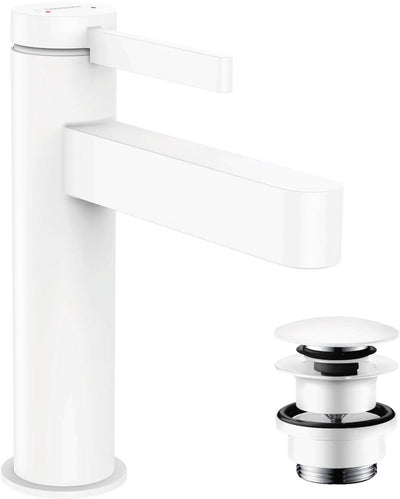 Hansgrohe finoris - grifo mezclador para lavabo - control monomando - con tapón de desagüe - 110 mm - blanco mate