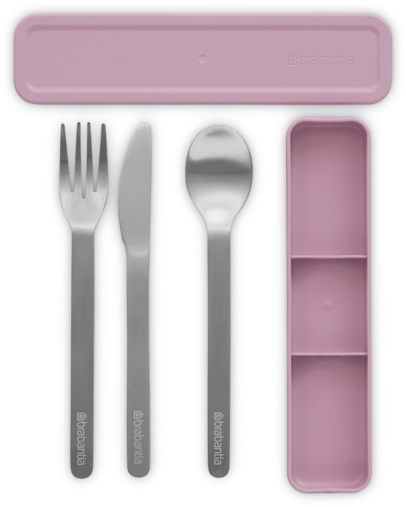 Brabantia set posate make take - to go - 3 pezzi - rosa lilla