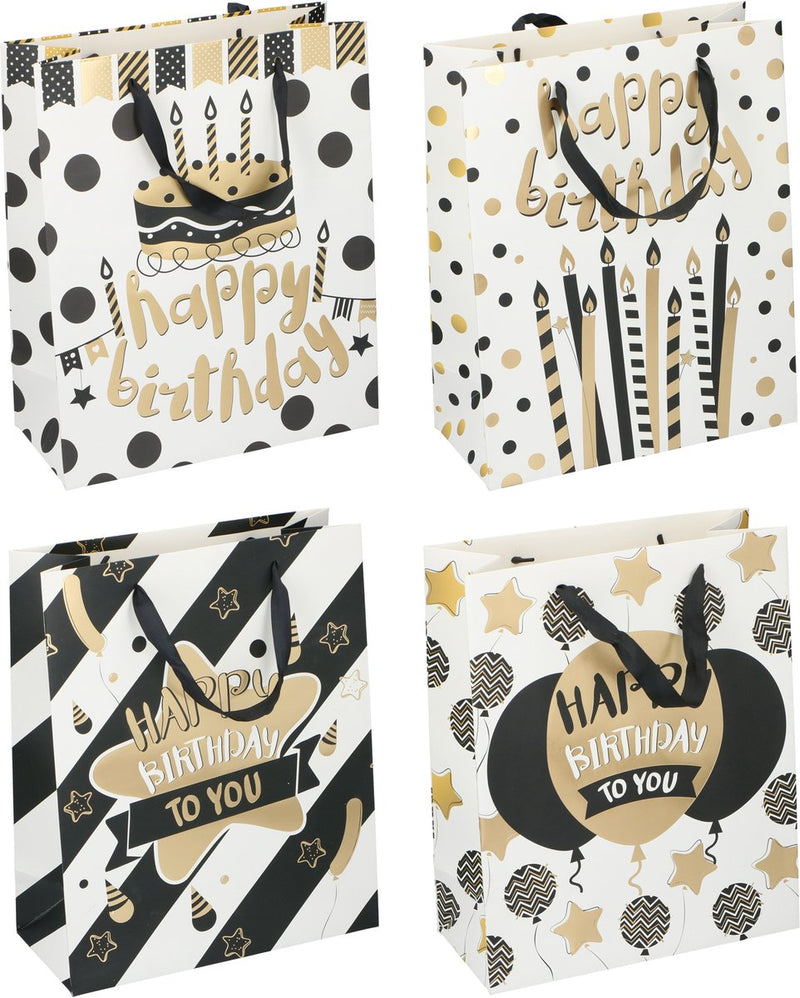 Bolsa de regalo de cumpleaños sin marca sans marque 32x26x12 cm - bolsa de regalo de cumpleaños con asa - bolsa de regalo de cumpleaños con diseño de feliz cumpleaños - bolsa de regalo para regalos de cumpleaños - 1 variante aleatoria