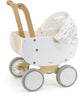 Viga toys® - poppenwagen met verstelbare stoffen kap - wit