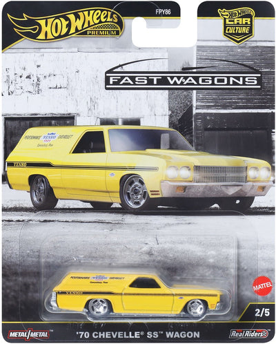 Hot wheels 70 chevelle ss wagon, auto, 3 jaar, metaal, geel