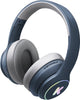 Kidywolf k-ears cuffie bluetooth per bambini blu - limite volume 85db, pieghevoli wireless, LED