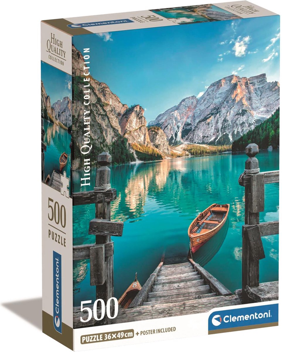 Clementoni - puzzel - 500 stukjes - braies meer - puzzel voor volwassenen - high quality collection