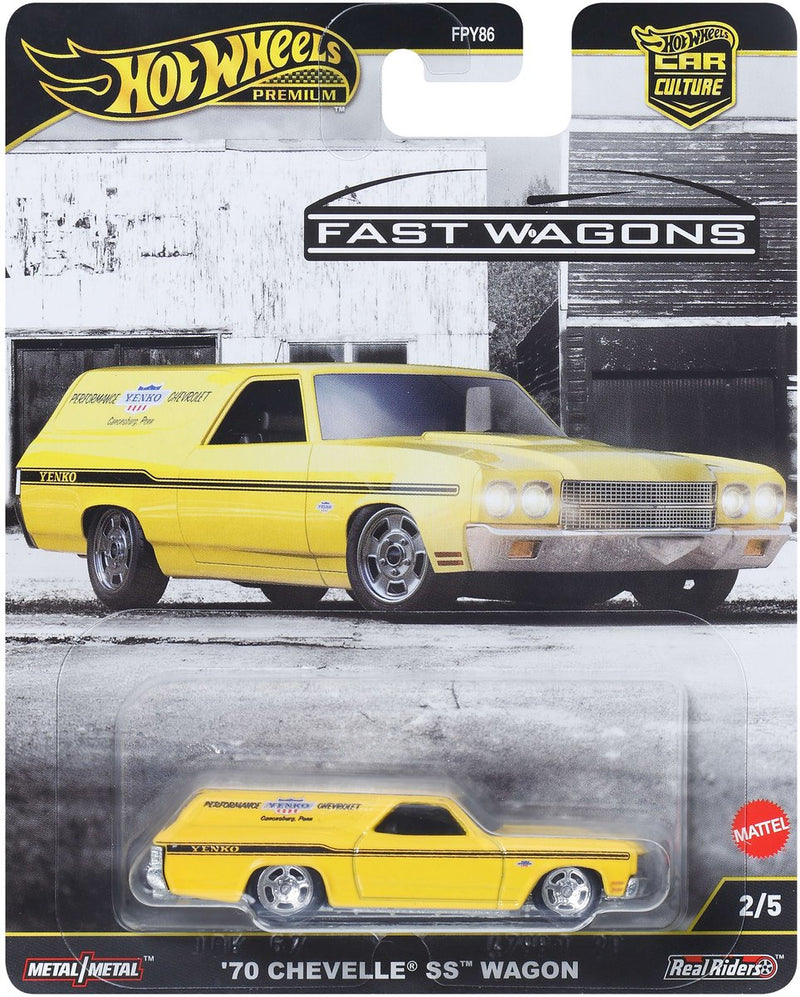 Hot Wheels 70 Chevelle ss Wagon, auto, 3 anni, in metallo, gialla