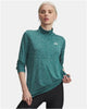 Camiseta deportiva para mujer Under Armour tech 1 2 zip-twist-grn - rack green - blanco