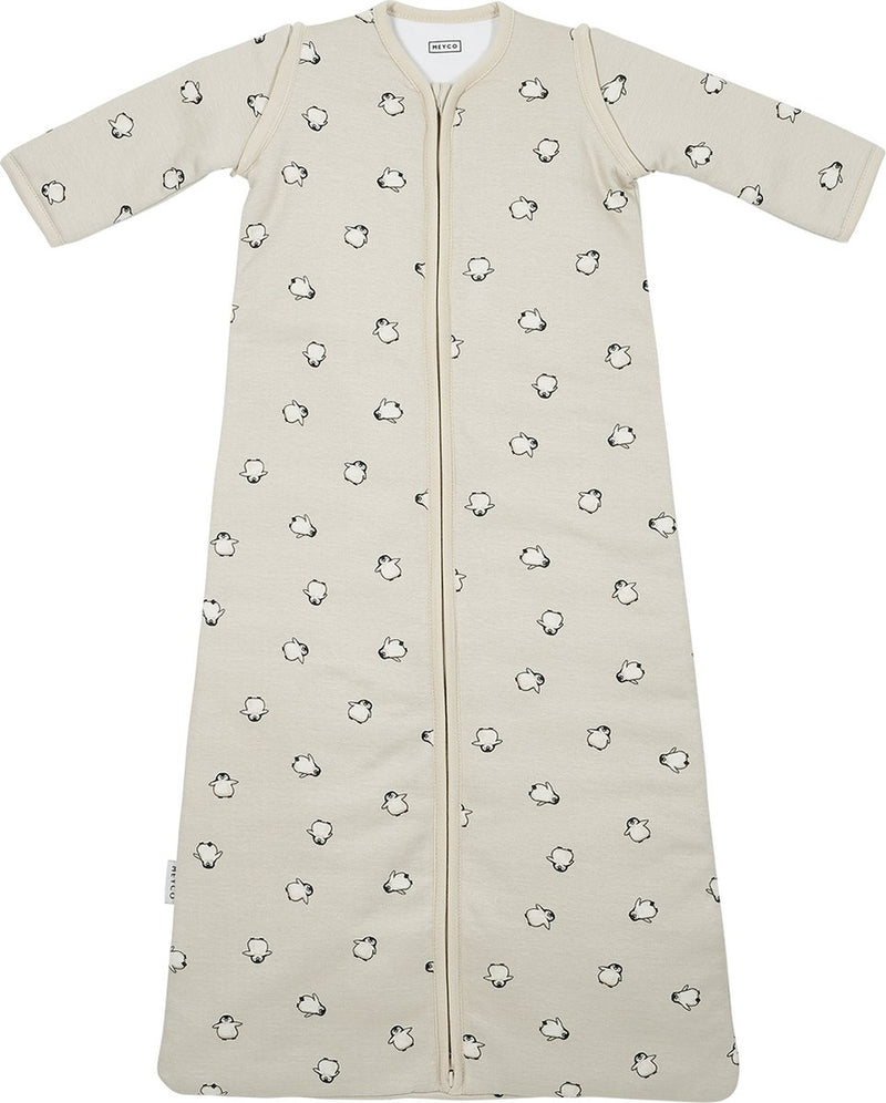 Saco de dormir para bebé Meyco baby penguin con mangas desmontables - arena suave - 70 cm - 2,5 tog
