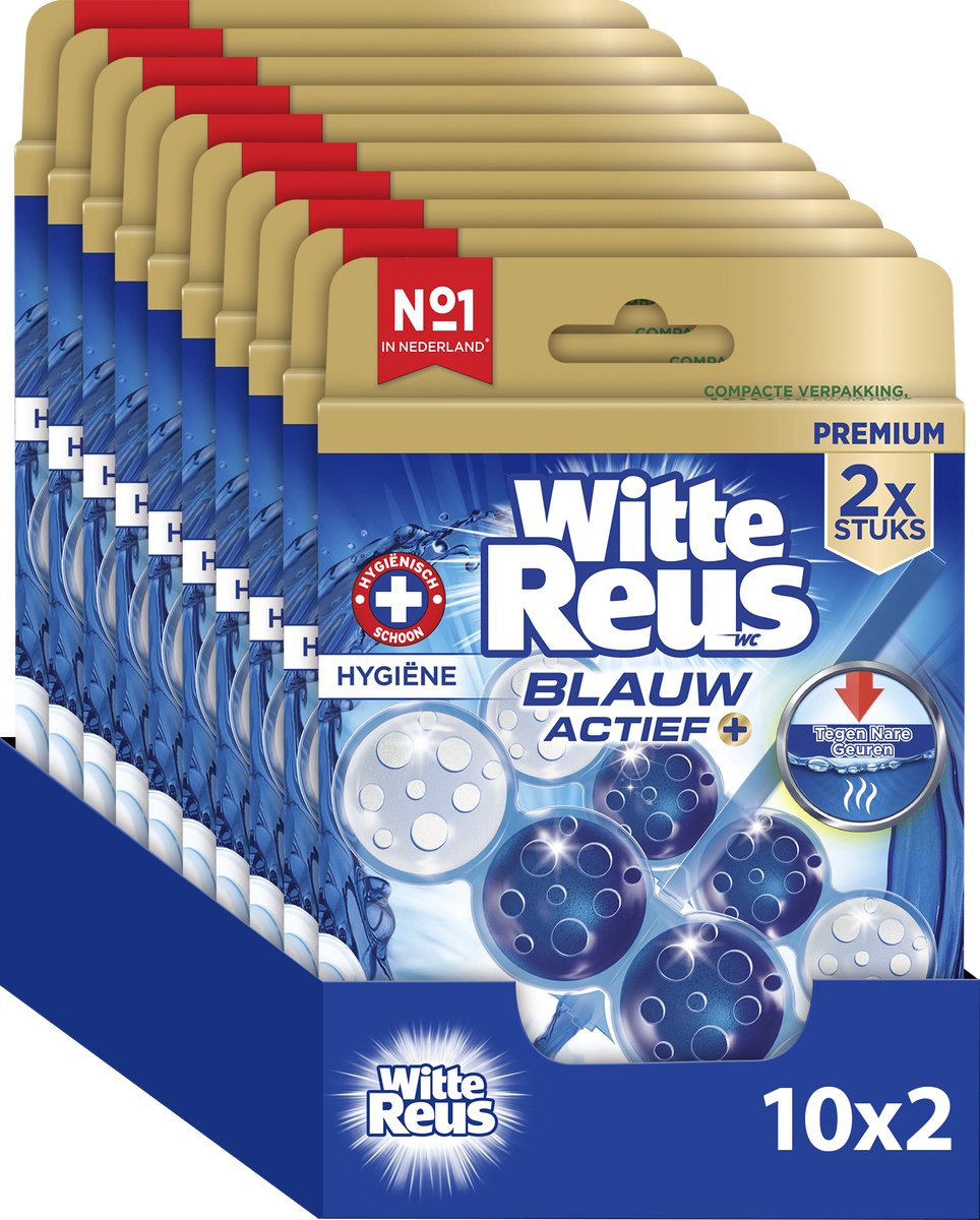 Blocco WC gigante bianco blu per igiene attiva 100 g - blocchi WC - confezione risparmio - 2x10 pezzi