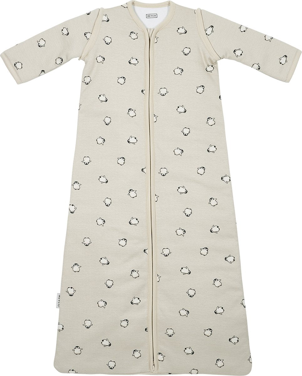 Saco de dormir para bebé Meyco baby penguin con mangas desmontables - arena suave - 60 cm - 2,5 tog