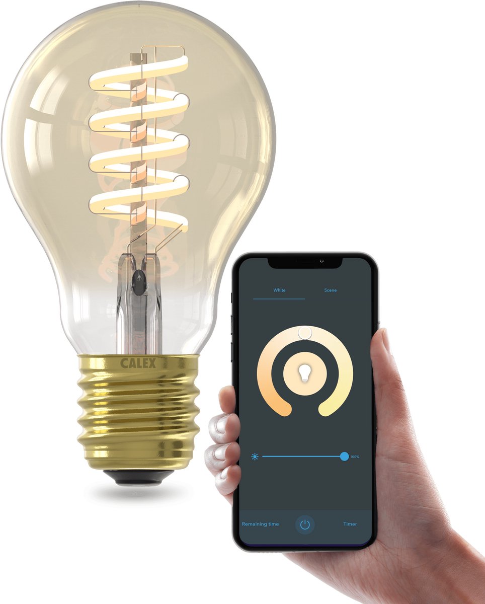 Calex smart outdoor smart led lamp - e27 - slimme bluetooth mesh bulb - rgb en warm wit licht - goud - 7w